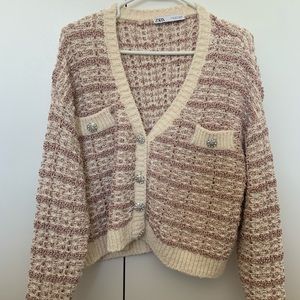 Zara tweed detail cardigan